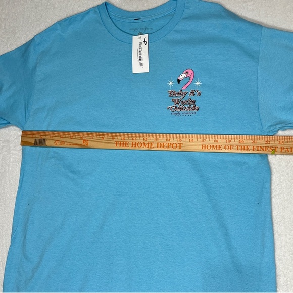 SIMPLY SOUTHERN Women's Flamingo Baby It's Warm Outside Short Sleeve T Sky Blue - Picture 7 of 9
